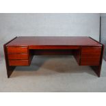 A large vintage executive style desk fitted with six drawers. H72 x W.190 x D.93 cm.