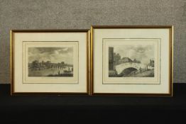 18th century, British school, East View of High Bridge, black and white engraving on paper,