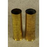A pair of spent World War II brass military shells. H.29.5cm. (each)