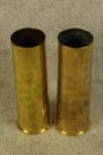A pair of spent World War II brass military shells. H.29.5cm. (each)
