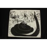 Robin North. Spider and snake. Print probably used in Ambit Magazine. L.37 W.42cm. From the