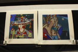 Alexandre Ivanov (Russian 1950-1998), Carousel & one other, two pencil signed unframed coloured