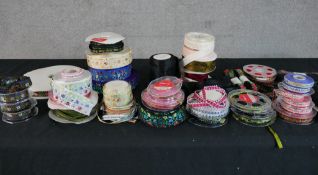 A large collection of approximately 650m plus of Danish embroidered silk folk costume ribbon,