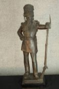 A large early 20th century cast bronze figure of Grenatiere di Sardegna. H.89cm