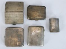 Four various 20th century hallmarked silver cigarette cases, together with George V hallmarked