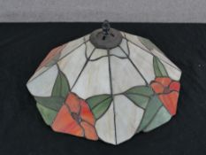A contemporary Tiffany style leaded glass light shade. H.23 W.40 D.40cm