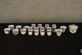 An assortment of contemporary Chinese porcelain tea bowls and other Chinese porcelain. H.6.5cm.