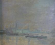 Leonard Christopher Gilley (British b.1915) harbour scene, oil on canvas, signed and framed. H.51