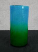 Ekenas designed by John-Orwar Lake, a 20th century blue and white bubble glass vase, pattern L