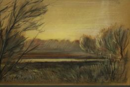 Unknown artist, a framed and glazed, pastel, landscape, dated 1978 to verso, indistinctly signed.