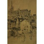 Unknown Artist. An engraving of Notre Dame, Paris. Framed and glazed. H.63 x W.49 cm