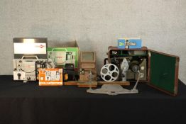 A Super 8 editor and projector, together with other camera and projection equipment. H.38 W.33 D.