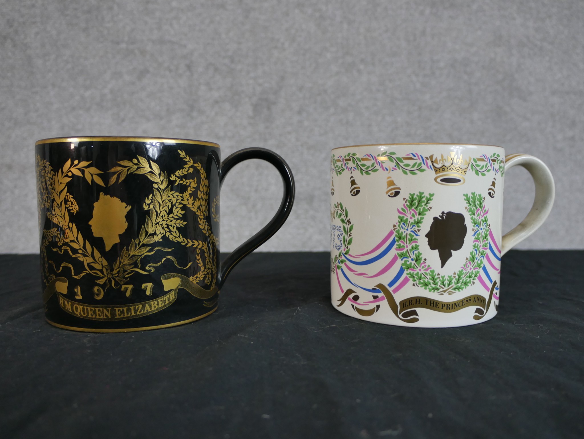 Two limited edition Wedgwood limited edition porcelain tankards designed by Richard Guyatt to