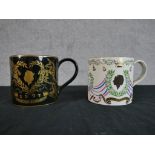 Two limited edition Wedgwood limited edition porcelain tankards designed by Richard Guyatt to