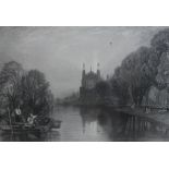 W. Radclyffe after J.M.W Turner, Eton College from the River Thames, a framed pencil signed