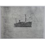 Unsigned framed pen and ink effect print of a boat on the water, framed together with a similar