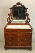 A 19th century, possibly French mahogany marble topped dressing table/wash stand, with carved