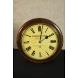 A 19th century mahogany cased Fehrenbach Bros school house type clock, the white painted dial with