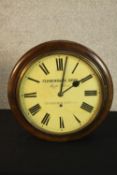 A 19th century mahogany cased Fehrenbach Bros school house type clock, the white painted dial with