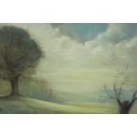 Unknown artist, a framed and glazed, pastel, landscape. H.44 x W.54 cm.