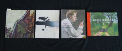 A collection of four art reference books including David Hockney's 'My Yorkshire' and 'Under Milk