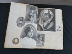A late Victorian/early Edwardian scrap book of various cut outs of various musical related