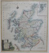 Thomas Kitchin (British 1718-1784) a framed hand coloured map of Scotland. H.55 W.50cm