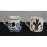 Two limited edition Wedgwood porcelain tankards designed by Richard Guyatt to commemorate the