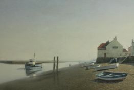 Ian McKie (20th century), estuary at dawn, a framed and signed watercolour on paper. H.66 W.128cm.