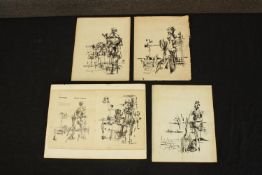 Andrew Ferguson. Four drawings used in early issues of Ambit Magazine circa 1960. L.33 x W.25cm. (