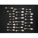 Assorted 20th century silver and white metal collectors, mostly with enamel finials together with