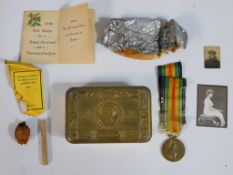 594393 Pte E. A. Daily 18th London Regiment, a World War I Victory medal and ribbon together with