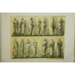 Henry Moore (British,1898-1986), Standing Figures, a framed pencil signed print on paper. H.100 W.