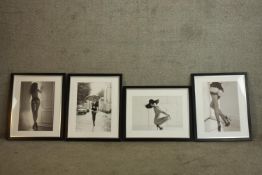 Four framed 20th century black and white erotic photographs. H.56 W.46cm. (each)