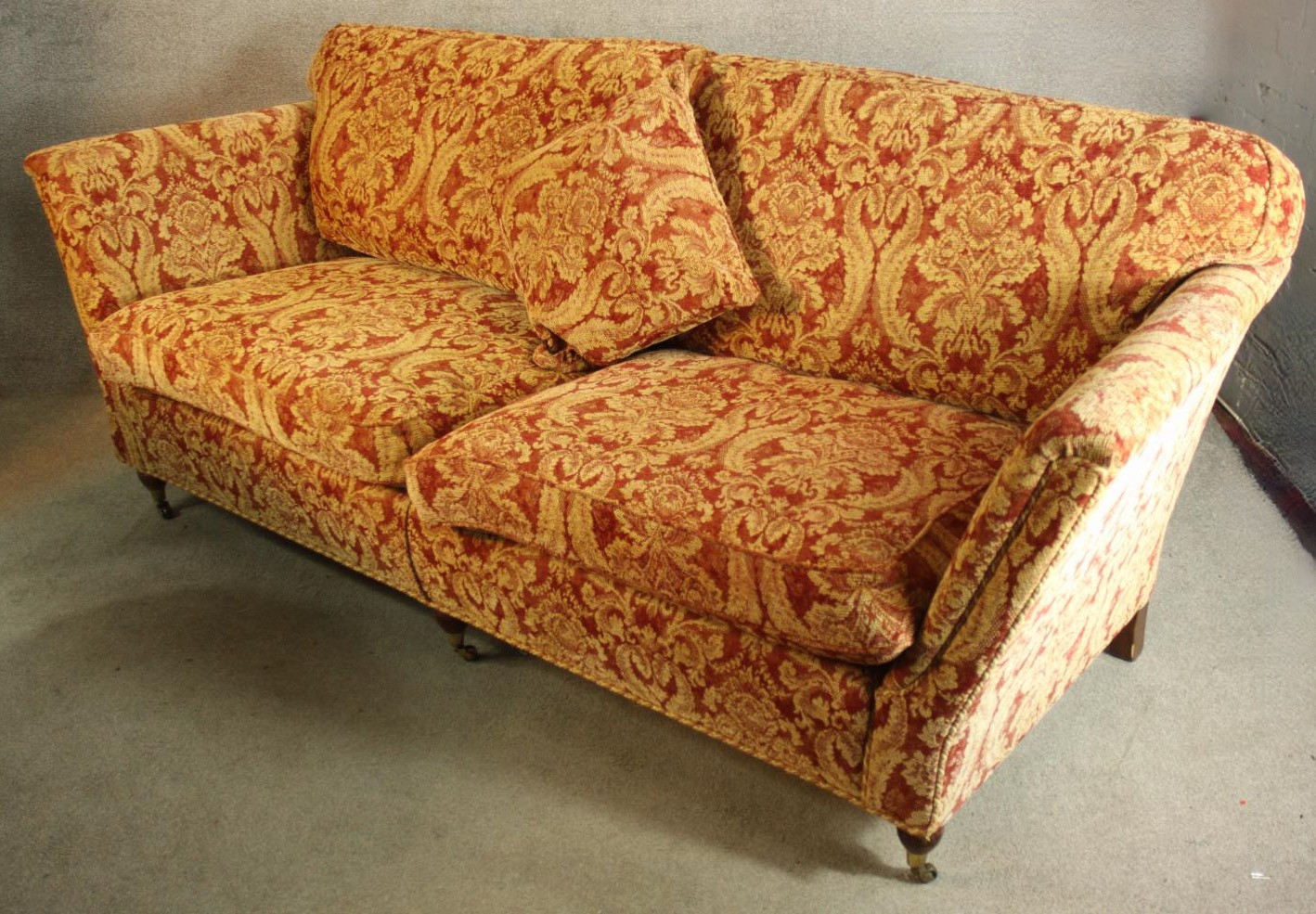 A 19th century style upholstered two seater settee. H.86 W.222 D.93cm. - Image 3 of 4