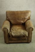 Armchair?, leather upholstered, vintage style. H.85cm.