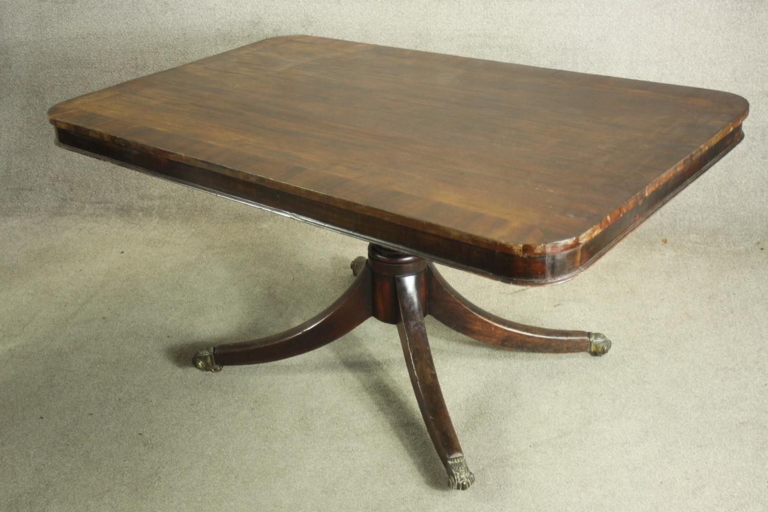 A 19th century mahogany square topped table with rounded corners. H.71 W.152 D.95cm. - Image 3 of 3