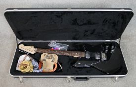 Fender Squire Paranormal Tornado offset Telecaster guitar. In a black finish and housed in a vintage