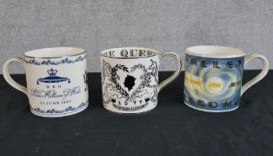 Three limited edition Wedgwood limited edition porcelain tankards designed by Richard Guyatt to
