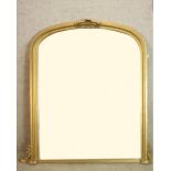 Over mantel mirror, 19th century giltwood and gesso. H.128 x W.106 cm.