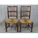Dining chairs, pair 19th century, country elm.