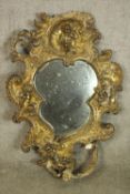 Pier glass, Rococo cartouche, C19th gilt. H.90 W.64cm.