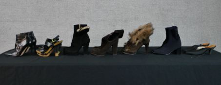 A collection of vintage designer women’s shoes. Made in Italy by Yves Saint Laurent and Britain