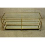 Brass framed glass coffee table, vintage style. H.43 W.122 D.51cm.