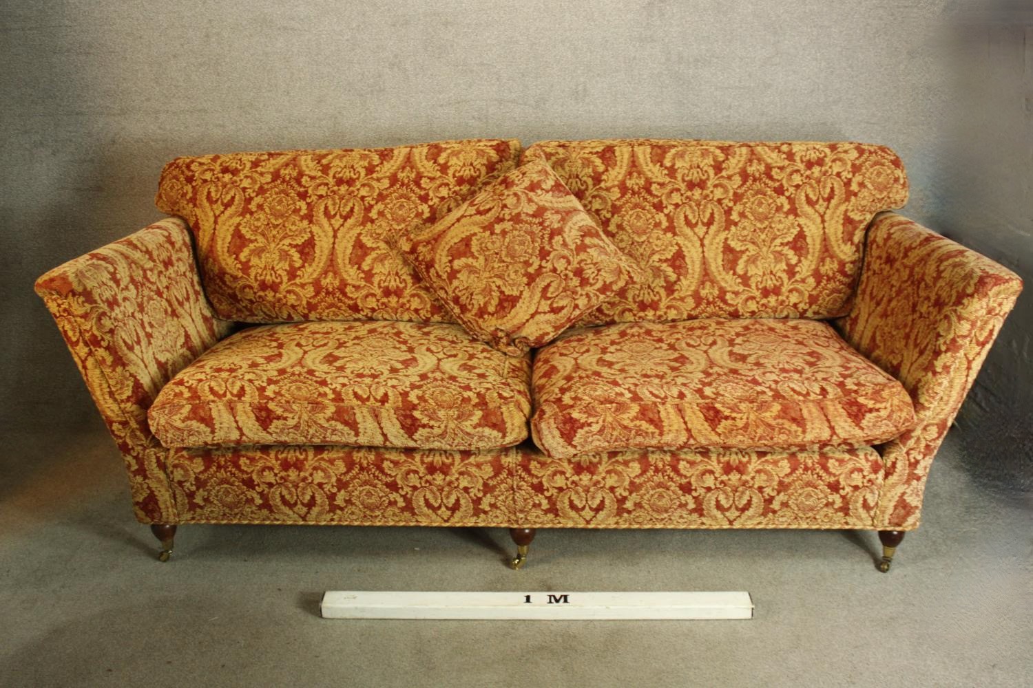 A 19th century style upholstered two seater settee. H.86 W.222 D.93cm. - Image 2 of 4