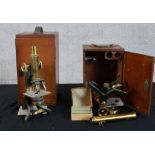 A collection of scientific equipment to include a telescope made by 'Clarkson'. In their original