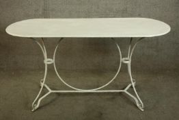 Garden or conservatory table, Victorian style painted metal. H.73 W.145cm.