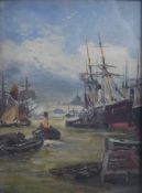 Robert Ernest Roe (British 1852-1921), On The Thames, signed oil on board, framed. H.37 W.32cm