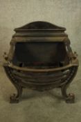 Fire basket. vintage 19th century style metal with decorative insert. H.64 W.56cm