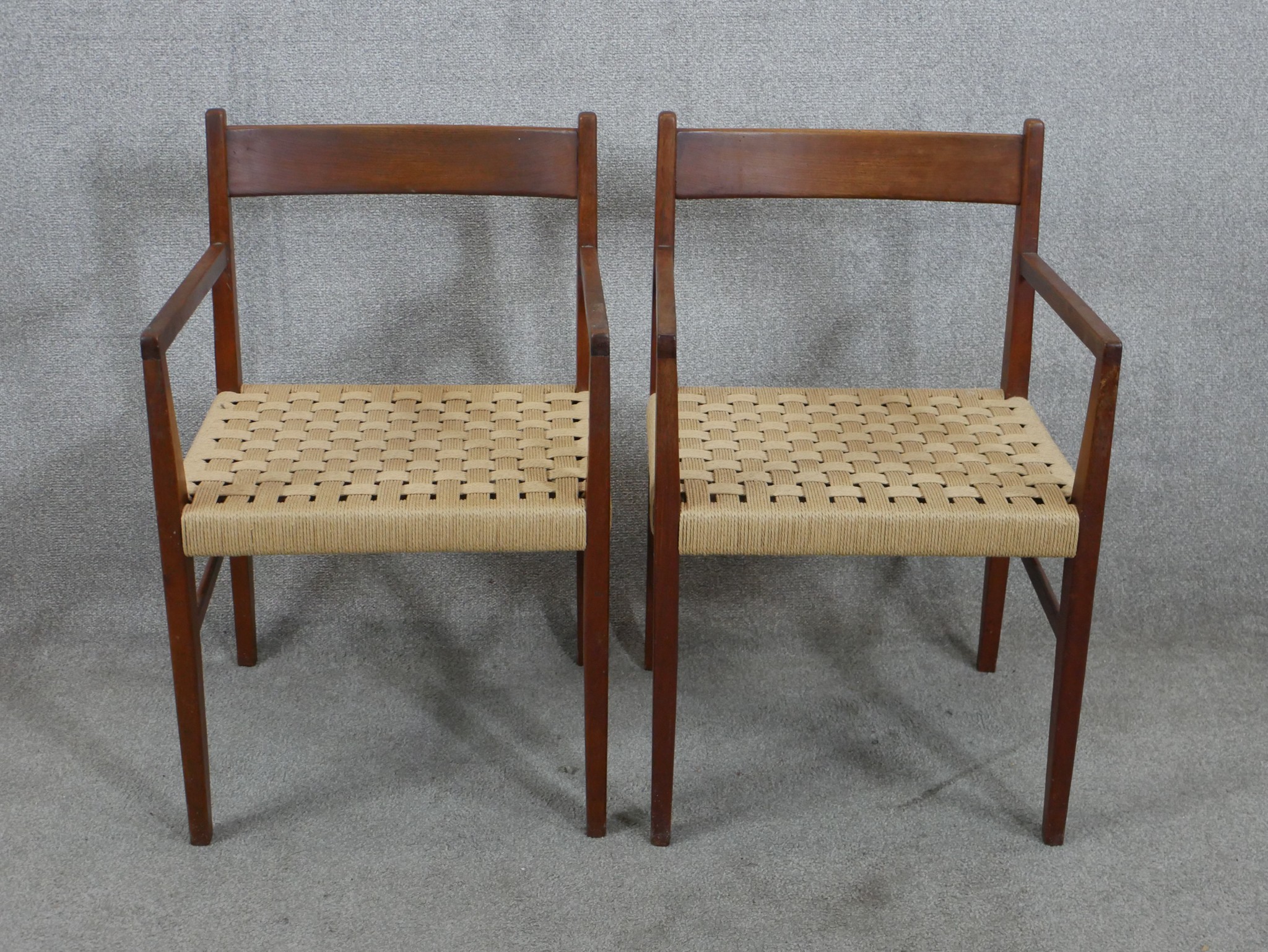 Dining chairs, set of six mid century Danish teak. - Image 7 of 7